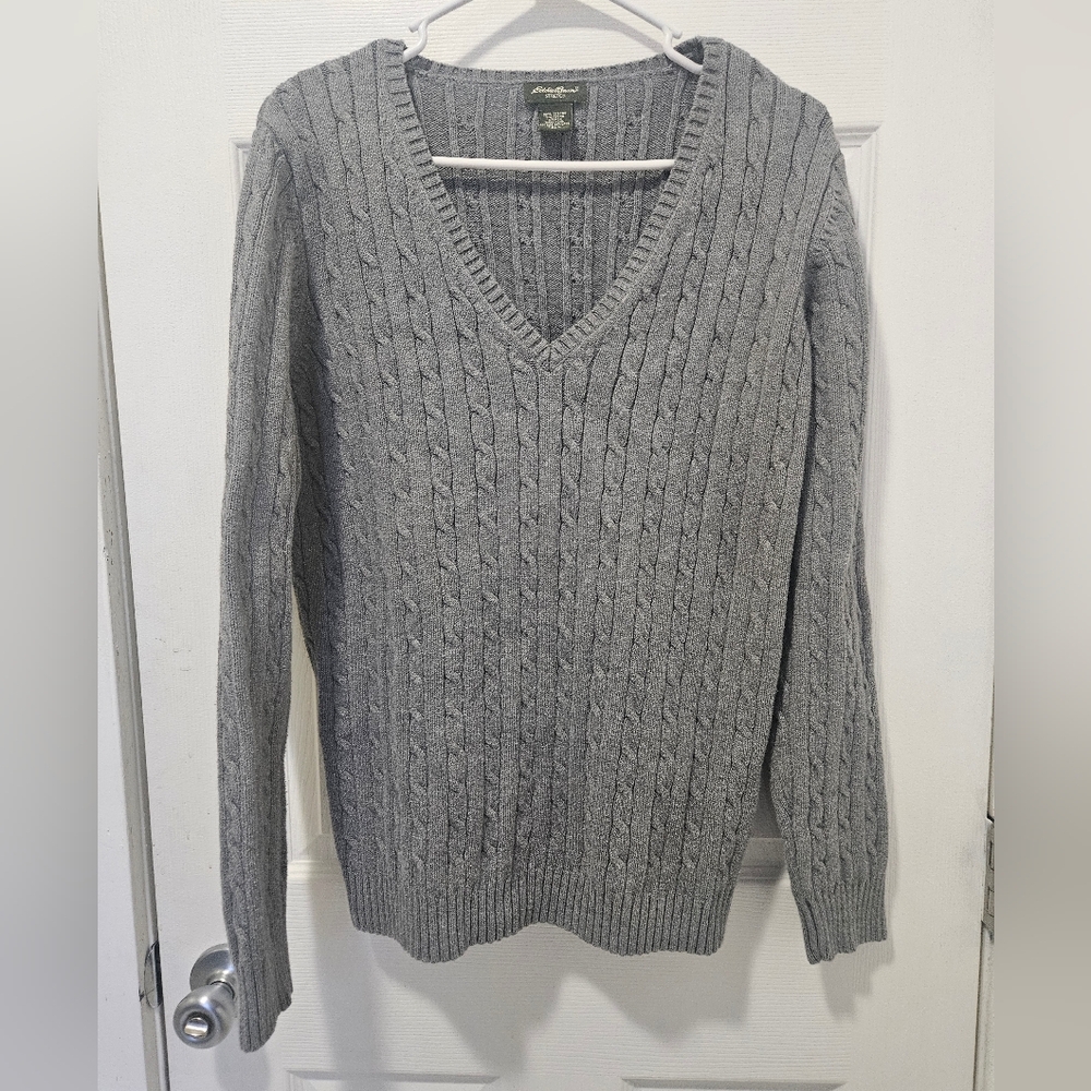 Eddie Bauer Heather Gray Knit Sweater